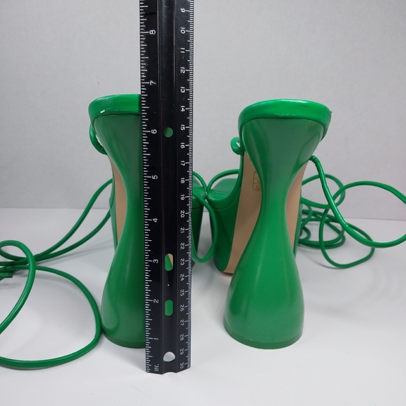 Public Desire Size 8 Anabele Green Pu Lace Up Cylinder Platform Heels Shoes - Picture 8 of 16